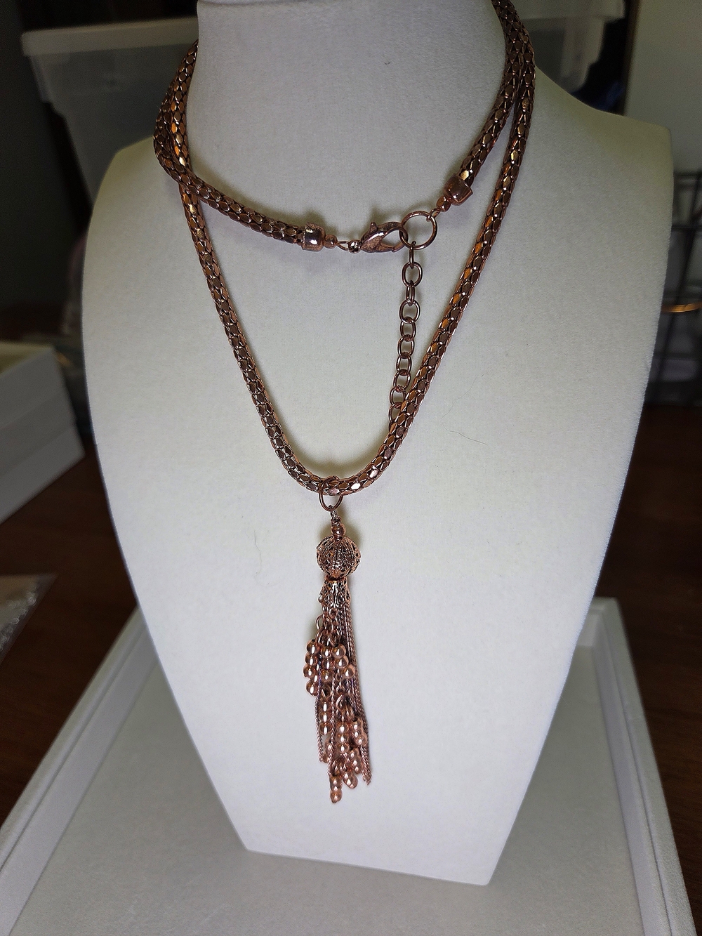 Artisan Rose Gold Tassel Necklace